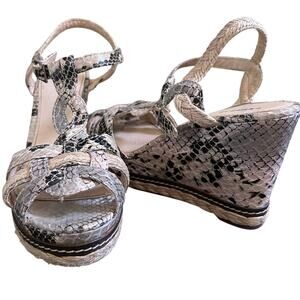 Express Y2K Snakeskin Wedge Heel Strappy Sandals Size 7